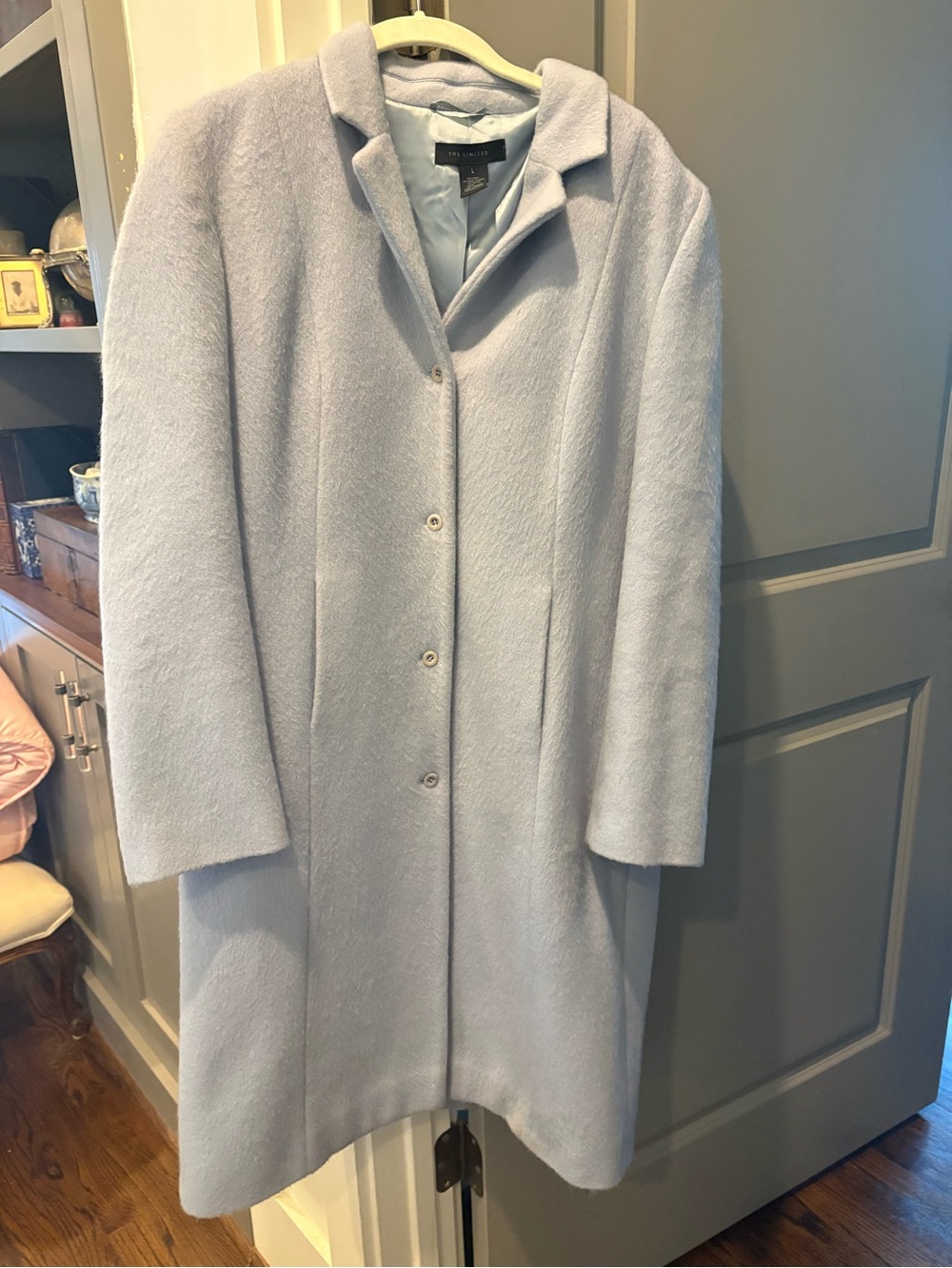 The Limited Powder Blue Wool-Blend Trench Coat